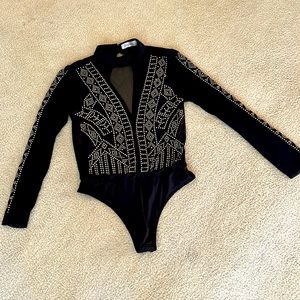 Gorgeous black beaded sexy Jasmine brand bodysuit size M